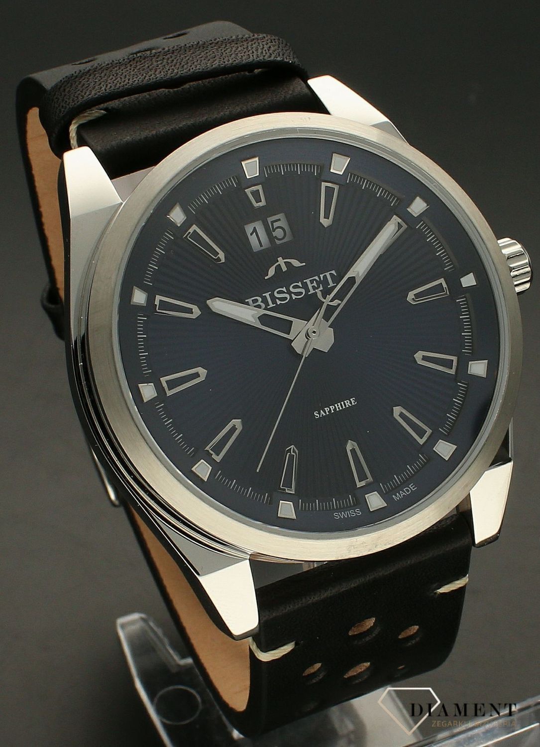 Zegarek męski Bisset srebrno-granatowy BSCF40.jpg